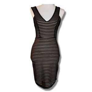 Fab'rik Womens Mini Dress Bodycon Sleeveless Stripe Black Size Small NWT
